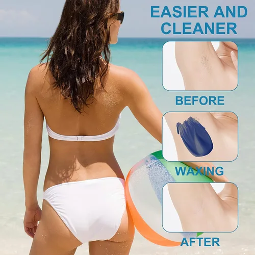 Vista 7 de Calentador de cera para depilación – Indoloroso sin estribos con 4 bolsas de granos de cera gruesa para el cabello para mujeres y hombres, cejas