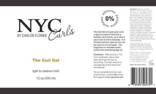 Vista 3 de NYC Curls The Curl Gel Gel flexible de fijación ligera a media para cabello rizado, enrollado y ondulado, gel de semillas de lino, sin silicona