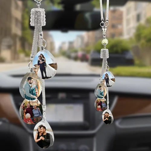 Vista 10 de Colgante personalizado negro-8 para foto de coche, adornos colgantes de automóvil, para mujeres y hombres, regalo del día de San Valentín