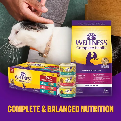 Vista 9 de Wellness Complete Health - Paquete variado de paté de comida húmeda enlatada para gatos adultos, natural, rica en proteínas, sin granos, favoritos