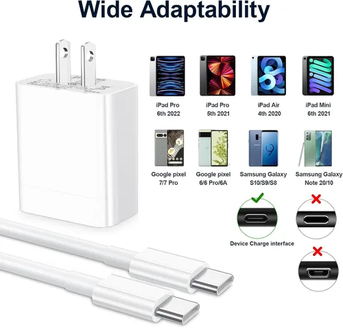 Vista 6 de Compatible con cargador rápido iPhone 16, bloque de cargador USB C de 30 W con cable USB C de 60 W de 6 pies compatible con iPhone 17/16/15 Plus/Pro