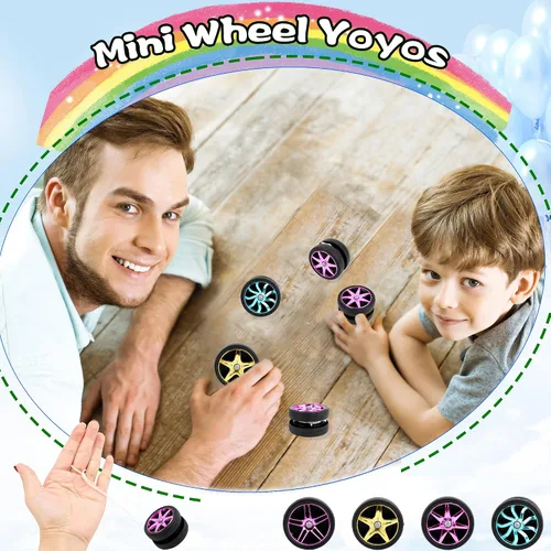 Vista 3 de 40 piezas de juguetes Yoyos de plástico con ruedas en varios colores para principiantes, adultos, adolescentes, cumpleaños, carreras, fiestas