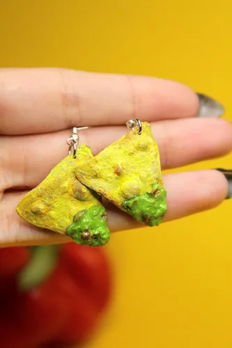 Vista 2 de Pendientes de guacamole Colgantes de chips de tortilla, aretes de comida, regalo para mujeres y niñas