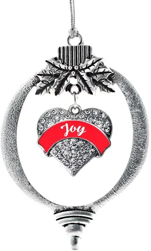 Vista 21 de Inspired Silver - Red Merry - Adorno de Navidad plateado - Adorno de árbol de Navidad con dije de corazón con circonita cúbica - Decoración colgante