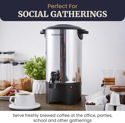 Vista 9 de Elite Gourmet CCM040 - Urna de café de acero inoxidable de 40 tazas, filtro extraíble para una fácil limpieza, dispensador bidireccional con asas