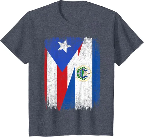 Vista 47 de Camiseta Half Puerto Rico El Salvador Flag Orgullo Salvadoreño Roots