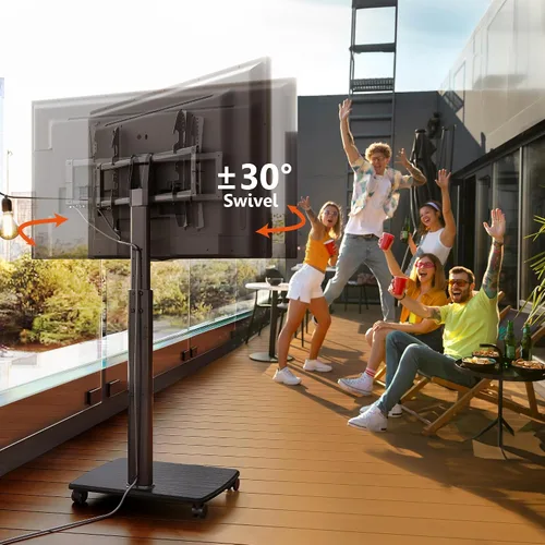 Vista 3 de FITUEYES Soporte de TV móvil para piso para televisores de 32 a 65 70 pulgadas, soporte de TV portátil alto con ruedas, carrito de TV móvil negro