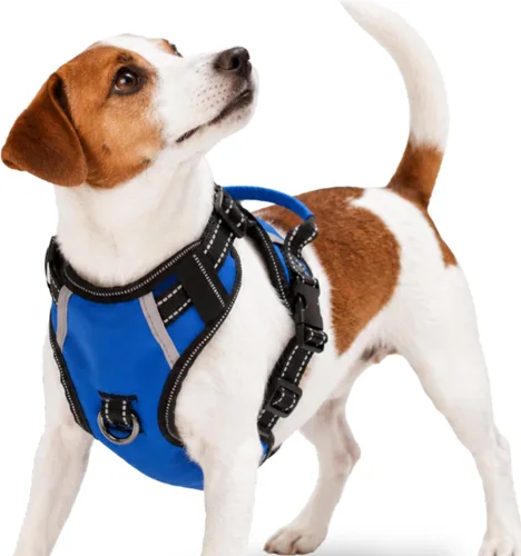 Vista 30 de Arnés antitirones para perro pequeño con 2 hebillas de liberación rápida y mango de fácil control, chaleco suave reflectante sin estrangulamiento