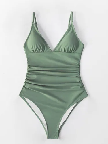 Vista 4 de CUPSHE Traje de baño de una pieza para mujer, con control de abdomen y cuello en V
