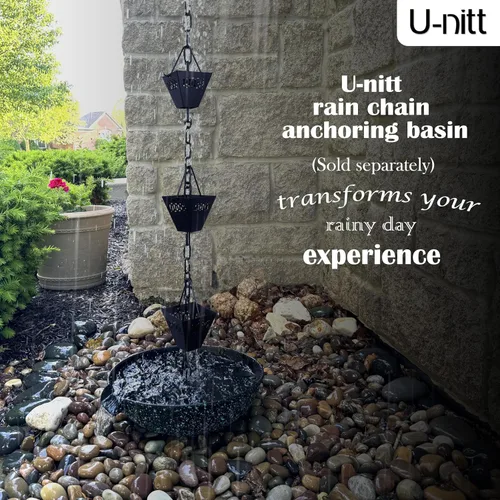 Vista 6 de U-nitt Cadena de lluvia colección de agua para canalones, atrapador de agua de lluvia y desviador, cadenas de 8.5 pies para jardín exterior, copas