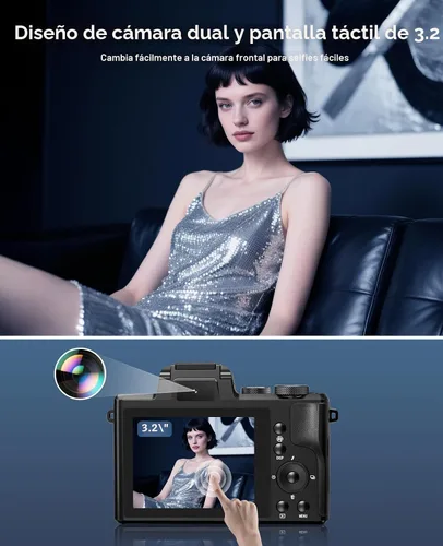 Vista 4 de Cámaras digitales 8K para enfoque automático de fotografía, actualización 2026 88MP WiFi profesional 16X Zoom cámara de fotografía con doble lente