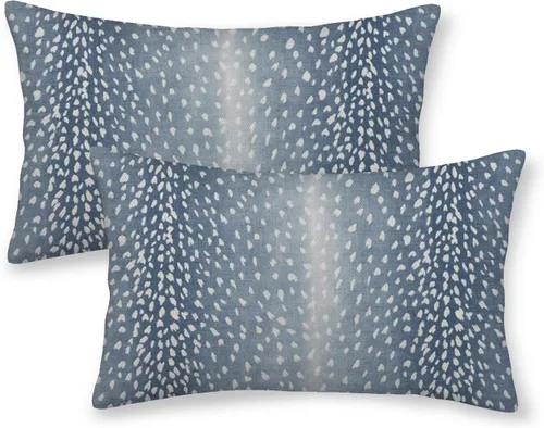 Vista 35 de Fundas de Almohada de Antílope 16x16 Paquete de 2, Fundas de Almohada Decorativas con Estampado de Piel de Animal Azul Marino, Fundas de Almohada