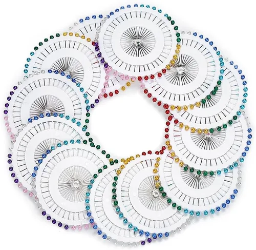 Vista 2 de DECORA 480 piezas de alfileres de costura multicolor rectos para acolchado con cabeza de perla para Navidad y otras manualidades