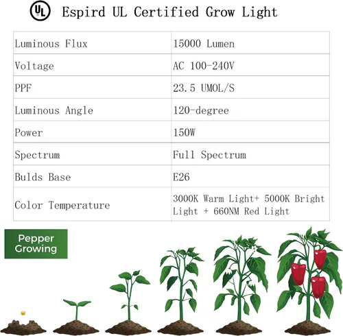 Vista 5 de Luz LED de cultivo para exteriores con temporizador, tira de luz de crecimiento de espectro completo de 6 bombillas, lámparas de plantas