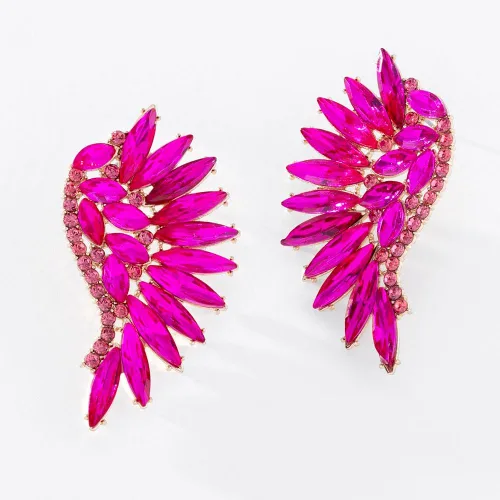 Vista 5 de Verano Aleación de zinc de cristal Rhinestone alas de ángel mujeres pendientes