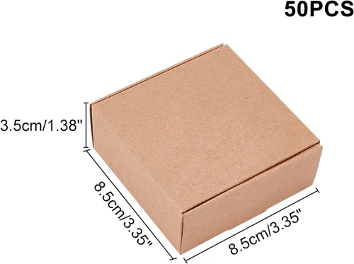 Vista 3 de PandaHall - 50 cajas de regalo de papel de estraza cuadradas, cajas pequeñas fáciles de montar para regalos y regalos de boda y fiestas, 3.3 x 3.3 x