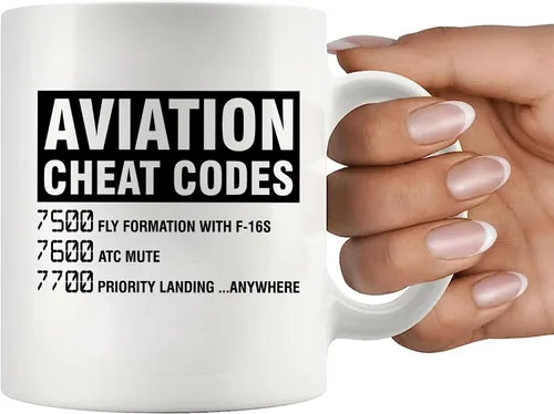 Vista 6 de Panvola Aviation Cheat Codes Pilot Airplane Aerospace Student Coffee Taza de cerámica (11 oz)