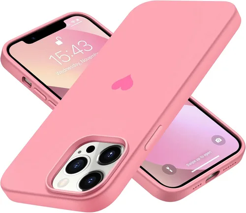 Vista 13 de Funda compatible con iPhone 13 Pro Max de silicona para mujeres y niñas, diseño de corazón azul, delgada, con forro de microfibra suave