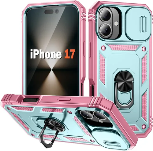 Vista 12 de PASNEW Funda militar para iPhone 13 Pro Max, cubierta de cámara deslizante y soporte de anillo de metal de 360°, carcasa rígida multicapa resistente