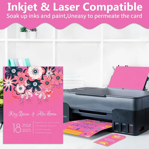 Vista 4 de Uncle Paul 40 hojas de cartulina rosa Bloming – 8.5 x 11 pulgadas de doble cara, papel de impresora de 65 libras, perfecto para álbumes de recortes