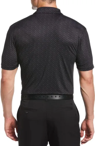 Vista 2 de Callaway Polo de golf de manga corta con rayas finas para hombre, Caviar Chevron