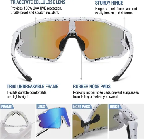 Vista 4 de DUCO Gafas de sol para niños y jóvenes, ligeras, con montura TR90, UV400, para béisbol, ciclismo, para niños y niñas, DK268