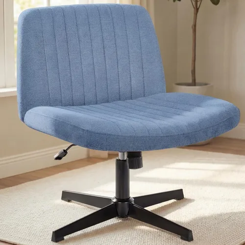 Vista 15 de NEO CHAIR Silla cruzada con ruedas, escritorio de oficina con patas marrón (Brown PU)