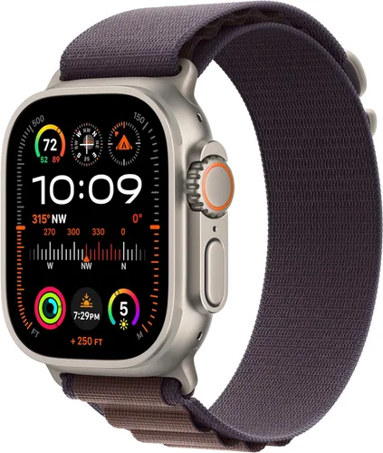 Vista 8 de Apple Watch Ultra 2 [GPS + Celular 49mm] Smartwatch con caja de titanio resistente y correa Blue/Black Trail Loop S/M. Rastreador de fitness