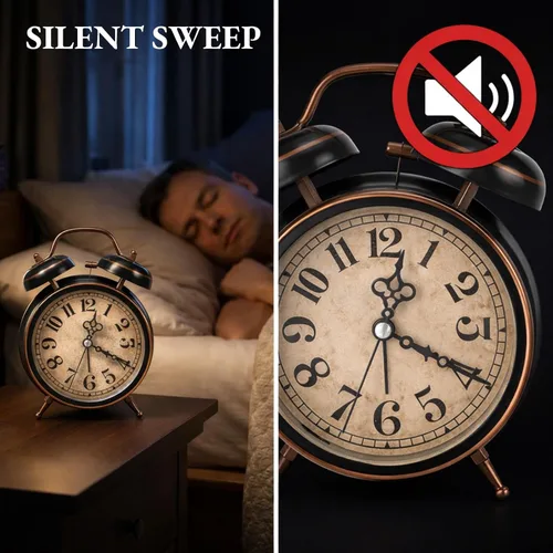 Vista 3 de AUNMAS Reloj despertador vintage, alarma de campana doble con esfera luminosa brillante, gestión de tiempo de noche retro para adultos con sueño