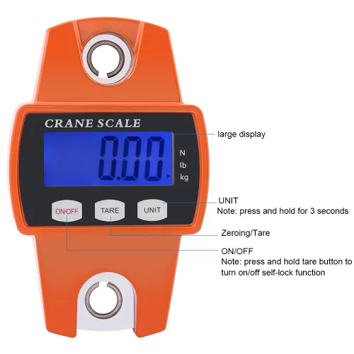 Vista 6 de 661.4 lbs Mini Escala Portátil LCD Digital Electrónico Gancho de Acero Inoxidable Colgante Pesaje Grúa Balanza Balanza