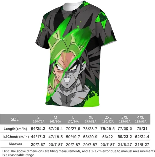 Vista 2 de Saiyajin Broly - Camisetas casuales para hombre, manga corta, unisex, cuello redondo, camisetas para jóvenes y adultos