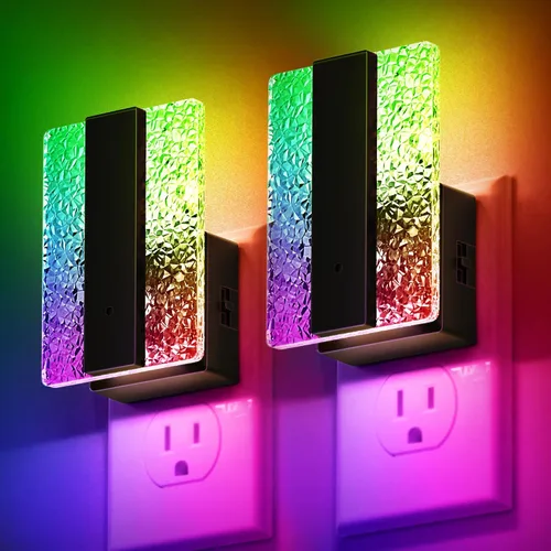 Vista 18 de Luces nocturnas LED enchufables en la pared, luz nocturna moderna con sensor de crepúsculo a amanecer, luces nocturnas decorativas regulables