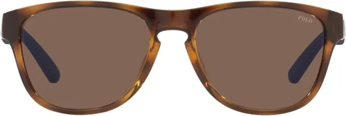 Vista 2 de Polo Ralph Lauren Gafas de sol cuadradas de ajuste universal Ph4180u, Habana BrillanteMarrón