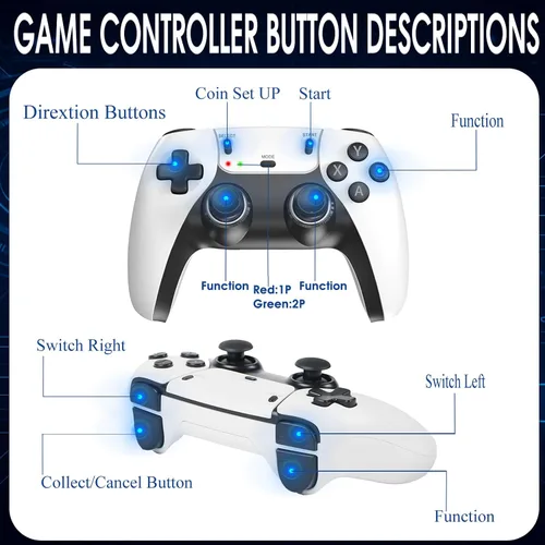 Vista 4 de TEFELE 2026New Wireless Retro Game Console 23 Simulators and Over 40,000 Games 2.4G Wireless Controllers(128G)