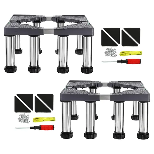 Vista 10 de PATIKIL Mini soporte para nevera, 8 pies fuertes, base de soporte de lavandería, bandeja de base ajustable multifuncional, antivibración