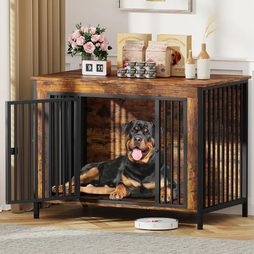 Vista 8 de EasyCom Mueble de jaula para perros para 1 o 2 perros, jaulas resistentes para perros individuales/dobles para perros pequeños, medianos y grandes