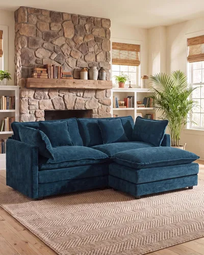 Vista 12 de 76.7" Cloud Couch for Living Room, Deep Seat Loveseat Sofa, Beige Breathable Chenille, 2-Seats Couch for Apartment Small Spaces, Pocket Spring