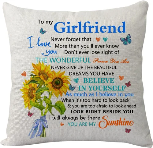 Vista 4 de Funda de almohada para regalo de sobrina sobrino, inspiradora funda de almohada con texto en inglés "Never Forget That I Love You", divertida funda