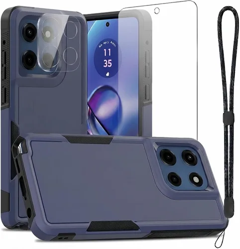 Vista 42 de Jeylly para Moto G Stylus 5G 2021 Funda con [2 Pack] Protector de Pantalla de Vidrio Templado, Protección Grado Militar Anti-Arañazos, Funda A