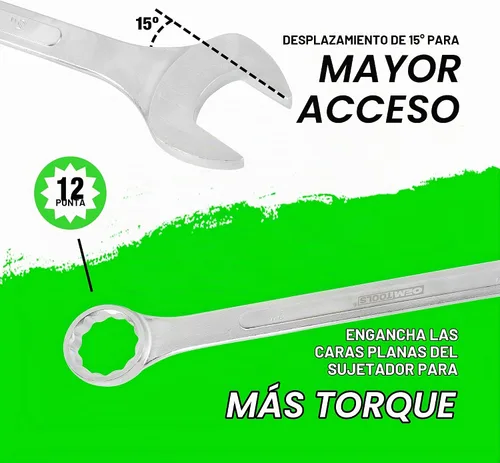 Vista 5 de OEMTOOLS 22101 Juego de llaves combinadas SAE Jumbo de 5 piezas, juego de llaves combinadas grandes, tamaños SAE