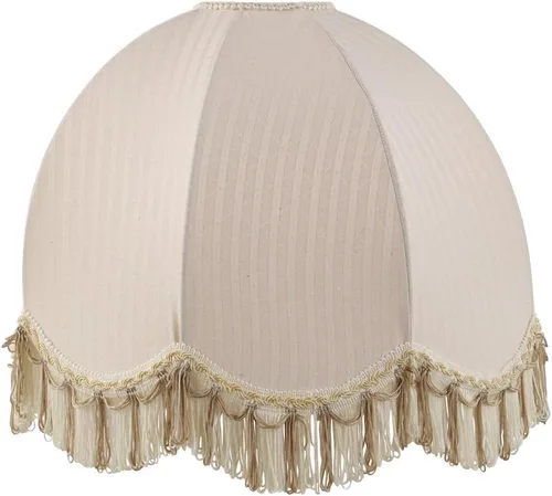 Vista 8 de Aspen Creative 34524 pantalla de lámpara de araña de cúpula con volutas cosidas a mano en color beige con tela texturizada jacquard con flecos, 4