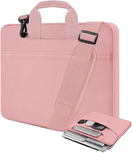 Vista 23 de Funda para laptop de 13.3 pulgadas con correa para el hombro, maletín delgado para computadora con correa compatible con MacBook Air/Pro 13/Pro 14