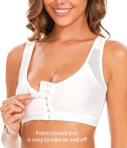 Vista 4 de Kmytrze Sujetador con cierre frontal para mujer, sin varillas, cobertura completa, soporte para postura diaria