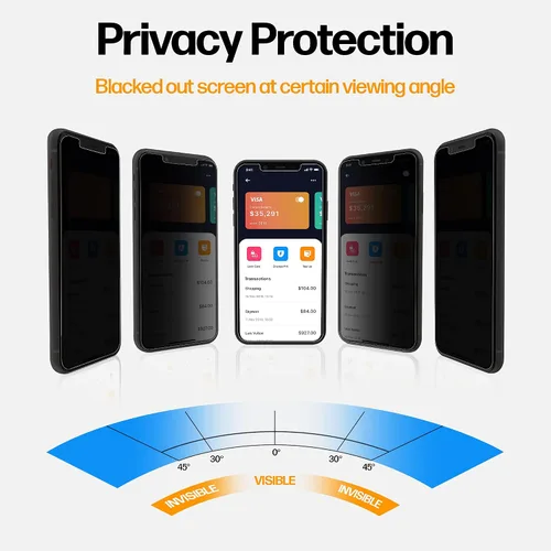 Vista 3 de Diseñado para iPhone 11 Pro Max, protector de pantalla de privacidad para iPhone XS Max, vidrio templado, protección antiespía [dureza 9H], kit