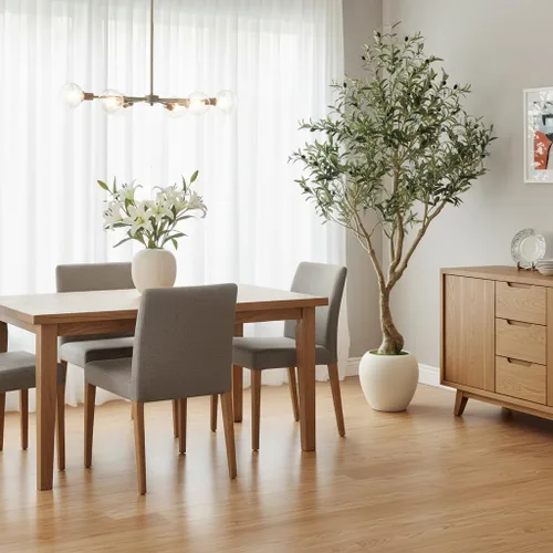 Vista 5 de Árbol de olivo sintético de 6 pies para interior con maceta, planta