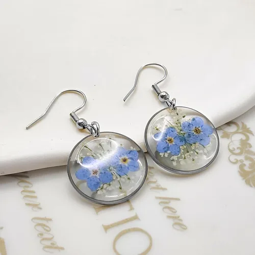 Vista 10 de Pendientes de flores prensadas hechos a mano para mujer