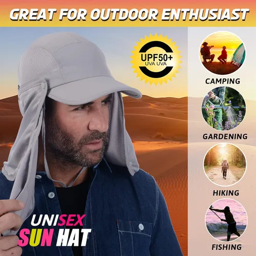 Vista 3 de USHAKE Gorra de béisbol para pesca con solapa para el cuello