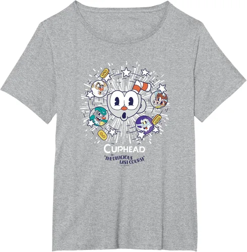 Vista 22 de Cuphead: Camiseta The Delicious Last Course Cuphead Character Group, Azul Azul Pastel