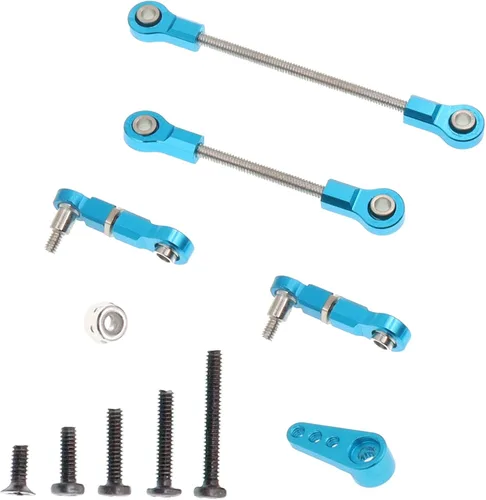 Vista 2 de Varilla de enlace de dirección delantera de metal, varillas, servo brazo 28T, compatible con WLtoys 1/28 284131 K969 k979 k989 k999 P929 RC Car