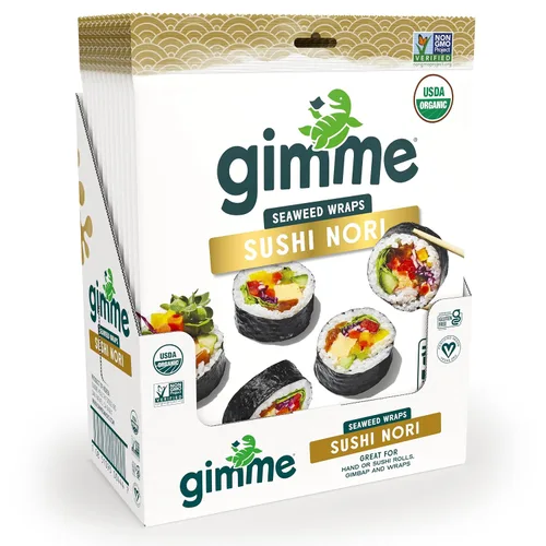 Vista 9 de Gimme Seaweed Sushi Nori Premium - Hojas de algas tostadas orgánicas, keto, vegano, sin gluten, hojas de sushi nori estilo restaurante, 0.81 onzas
